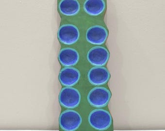 African Mancala Carved Wood Colorful Game board