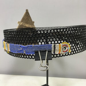 African Belt Masai Mens Belt Beaded Handmade Blue Orange Belt Beaded Knife Sheath Belt image 4