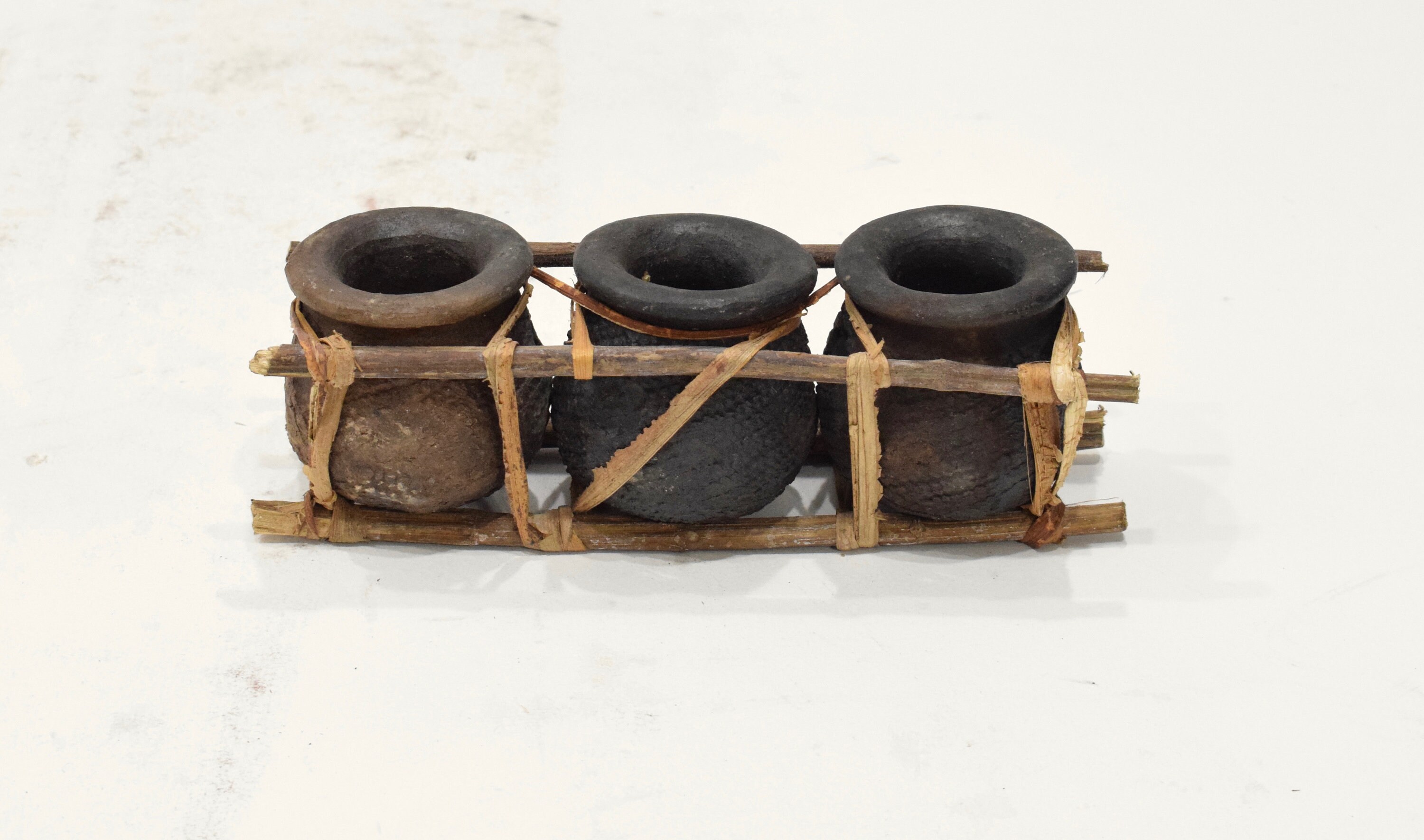 African Triple Clay Pot's Kenya Storage Bamboo Clay Pots