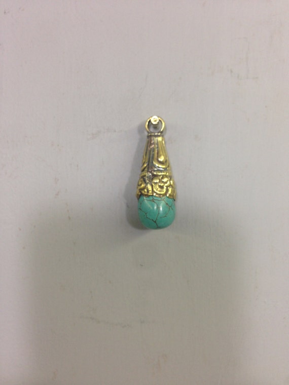 Pendant Tibetan Turquoise Embellished Brass Handm… - image 3