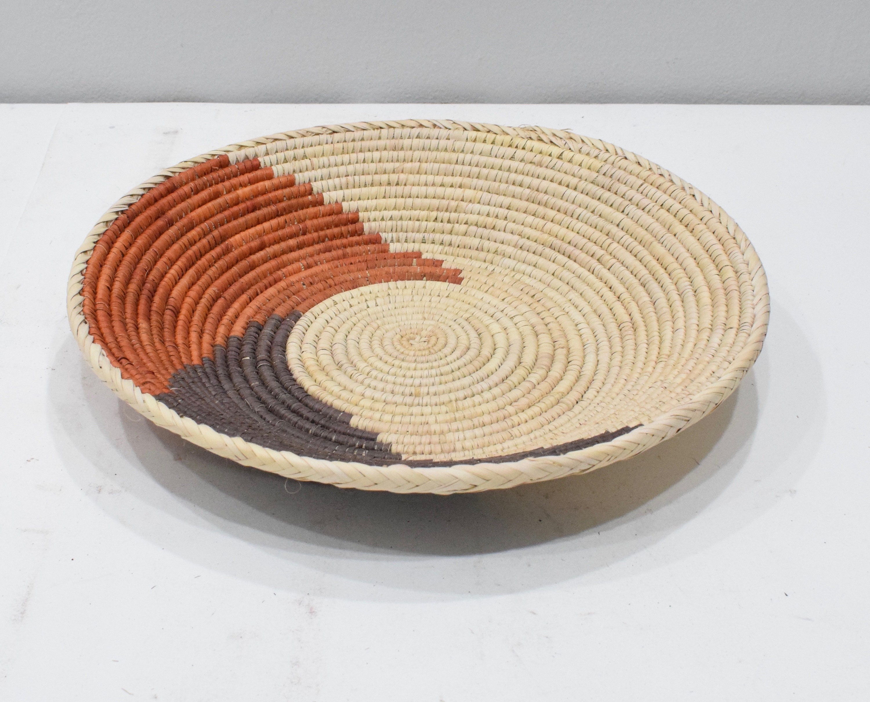 African Basket Botswana Natural Colors South Africa Woven Palm Food Basket