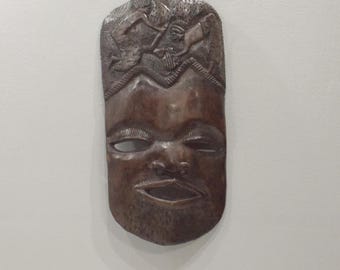 African Mask Ebony Carved Malawi Mask