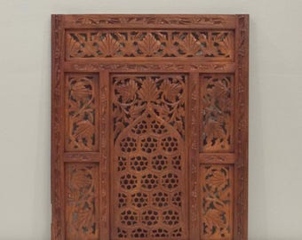 Indian Hand Carved Teak Wood Screen Panel Design