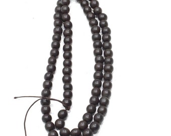 Beads Chinese Dark Brown Round Wood Bead Strand