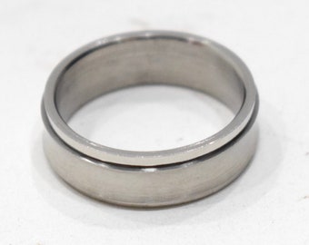 Ring Stainless Steel Etched Spinner Band Ring