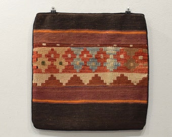 Pillowcase Kilim Rug Hand Stiched Rug Fragment Pillow Case