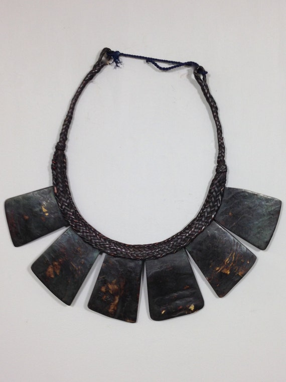 Philippine Ifugao Tribal Shell Necklace Rattan - Gem