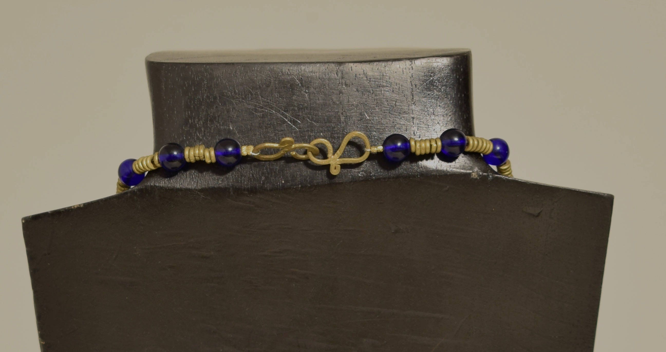 Necklace African Brass Beads Red Blue African Glass Brass Heishi Beaded