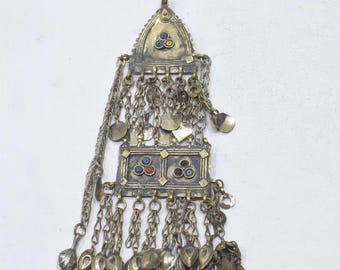 Middle Eastern Silver Kuchi Glass Pendant