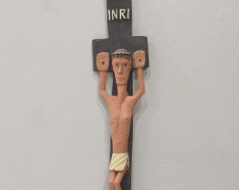 Papua New Guinea Hand Carved Wooden Crucified Jesus