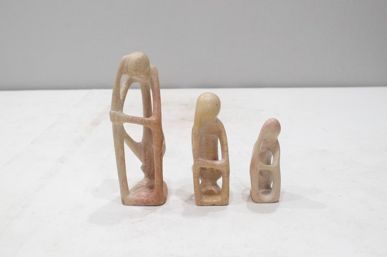 African Soapstone Carved Thinker Sculpture Kenya