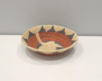 African Basket Botswana Natural Colors South Africa Woven Palm Food Basket