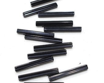 Beads Black Glass Square Tubes 40mm