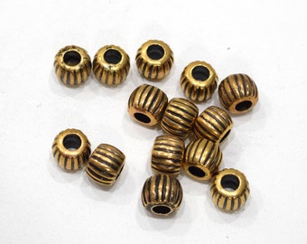 Beads Gold Etched Barrel Beads 11mm