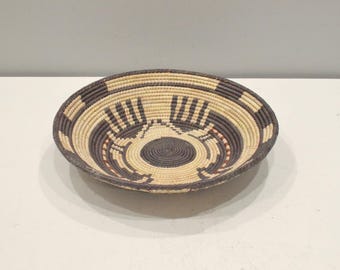 African Basket Botswana Natural Colors South Africa Woven Palm Food Basket