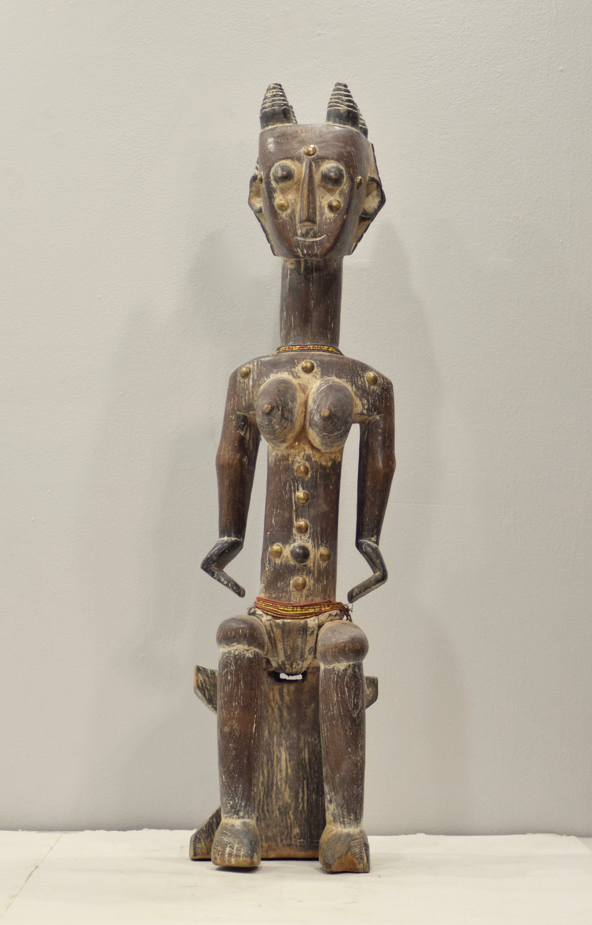 African Statue Female Baule Wood Ivory Coast