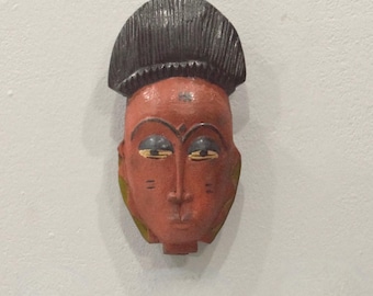 African Mask Wood Crest Baule Mask