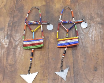 African Old Masai Beaded Earrings Kenya