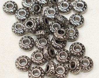 Beads Silver Etched Round Beads 14mm