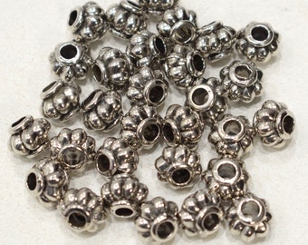 Beads Silver Fluted Round Beads 9mm