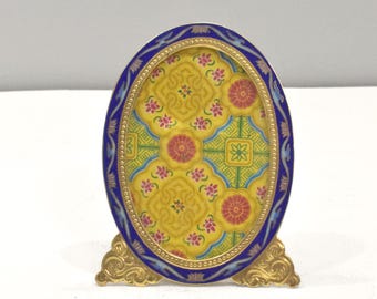 Picture Frame Cloisonné' Floral Brass Chinese Enamel Decor Frame