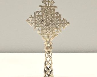 African Silver Coptic Cross Scepter Ethiopia