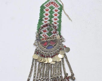 Middle Eastern Silver Kuchi Glass Pendant