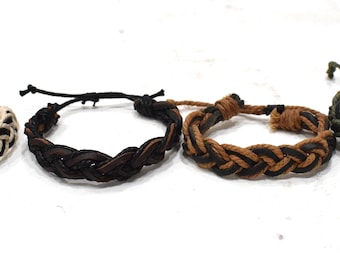 Bracelet Assorted Woven Fiber Leather Tie Adjustable Bracelets