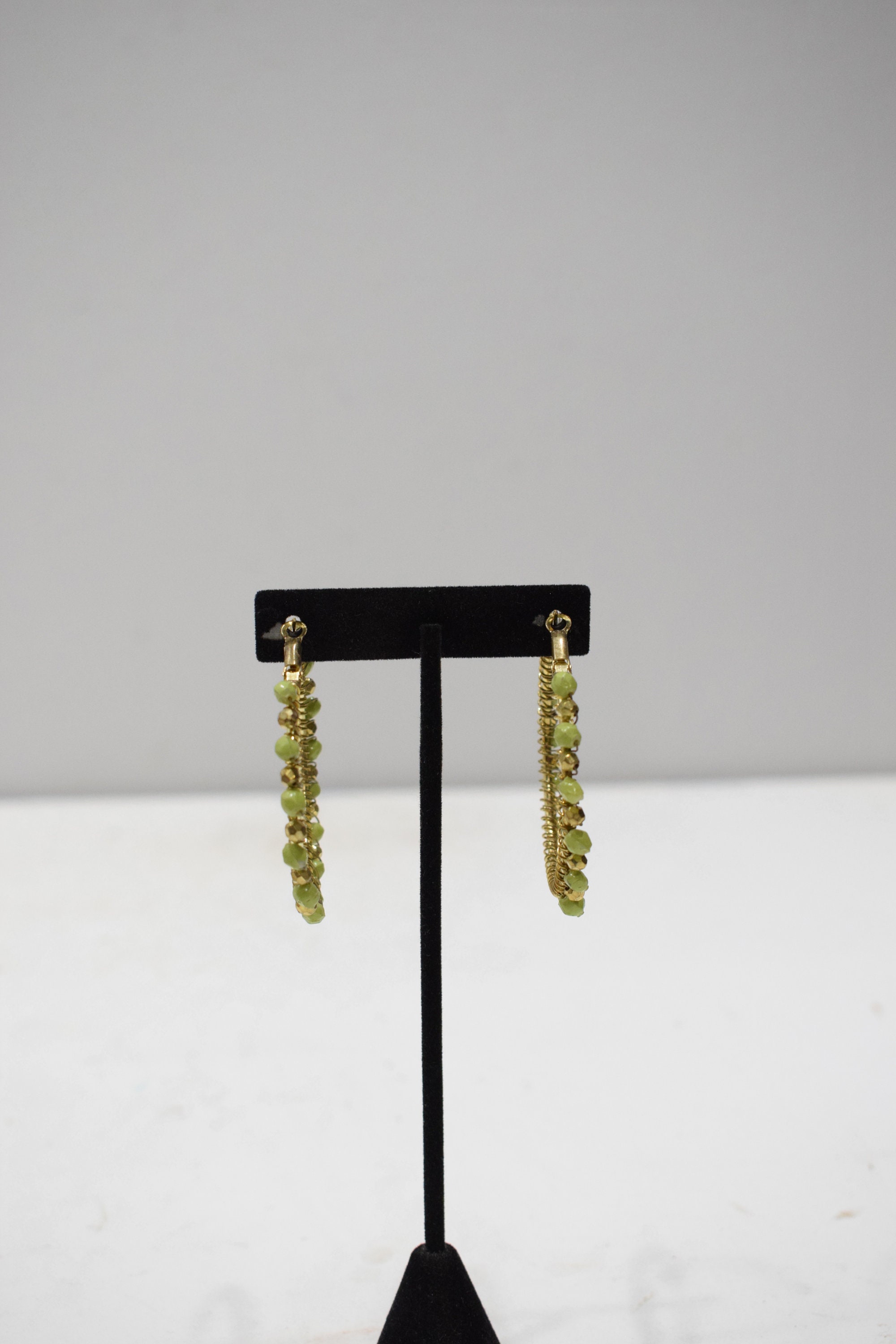 Earrings Lime Green Bead Hoop Earrings