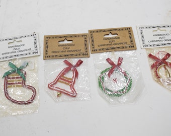 Christmas Ornament African Zulu Beaded Stocking Ornament Lot of 4