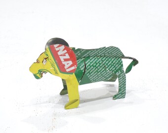 African Folk Art Toy Lion Recycled Tin Can Lion Tanzania