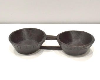 African Ethiopian Gurage Tribe Double Wood Bowl
