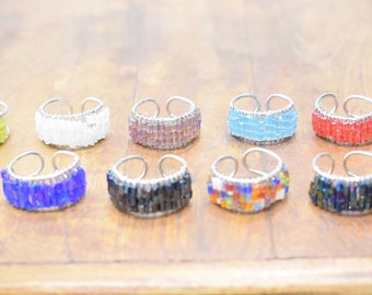 Rings Assorted Glass Beaded Adjustable Band Rings