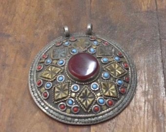 Middle Eastern Silver Carnelian Pendant
