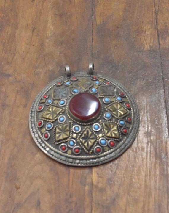 Middle Eastern Silver Carnelian Pendant - image 1