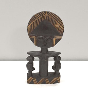 Afrikaans Ashanti-figuur Ghana Akua'bua Moeder Twee Kinderen Standbeeld