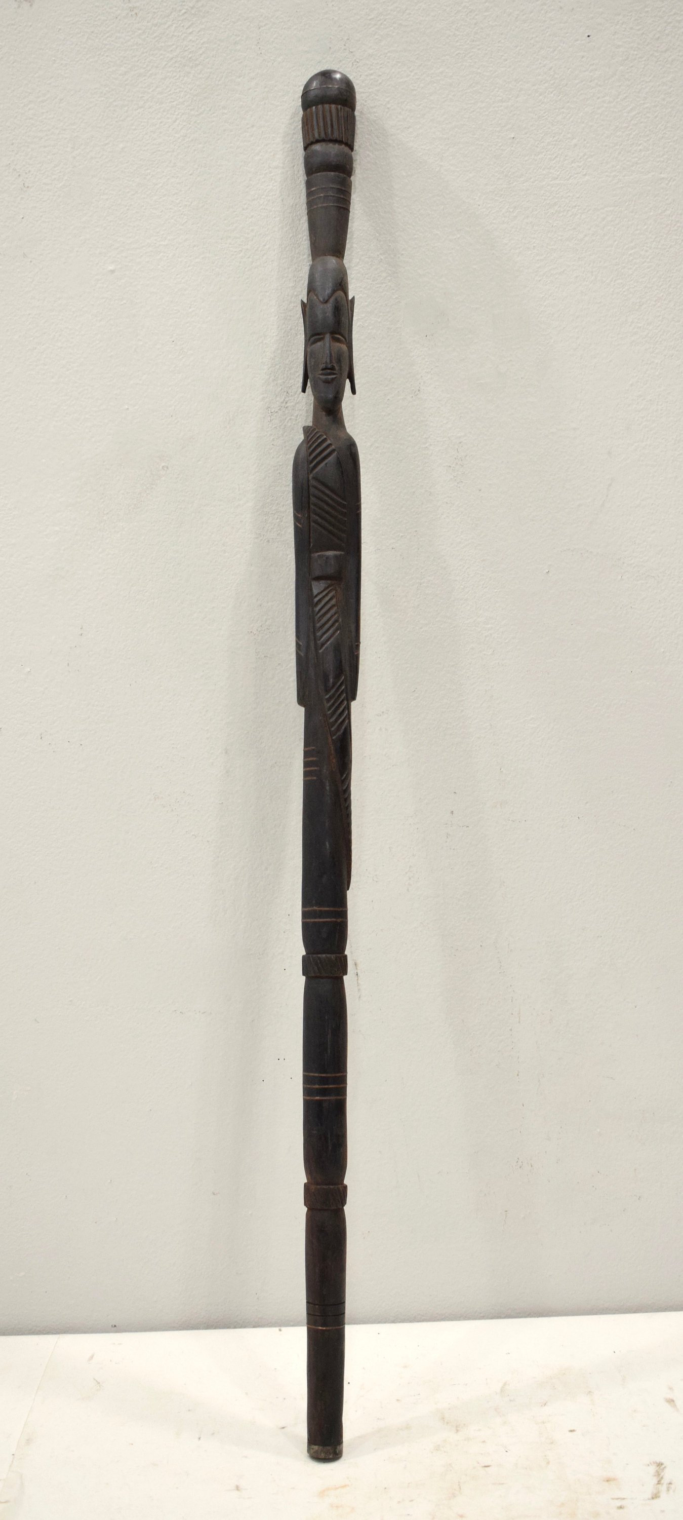 African Walking Stick Carved Ebony Wood GoGo Tribe Ebony Walking Stick