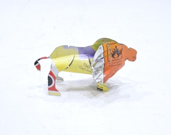 African Folk Art Toy Lion Recycled Tin Can Tanzania