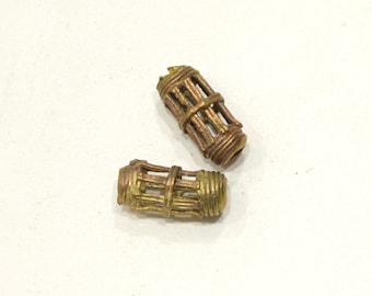 Beads African Brass Lattice Tube Bead