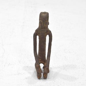 African Ashanti Bronze Kneeling Man Statue Weight Ghana