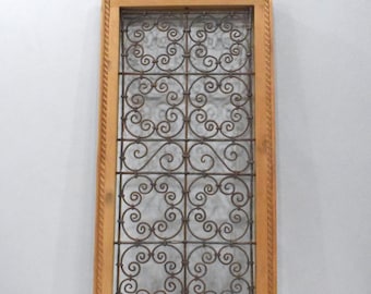 Moroccan Wood Framed Grill Panel Window/Door