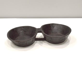 African Ethiopian Gurage Tribe Double Wood Bowl