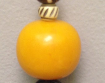 African Amber Pendant Cord Necklace