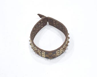 African Old Leather Spike Metal  Bracelet or Anklet RSA
