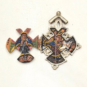 Ethiopaine bemalter koptischer Kreuz Anhänger