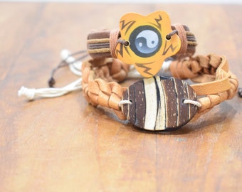 Bracelet 2 Assorted Woven Leather Tie Bracelets