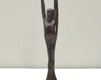 African Ebony Wood Jesus Crucifix Sculpture
