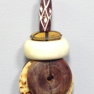 Indonesian Assorted Horn Bone Wood Pendant Cord Necklace