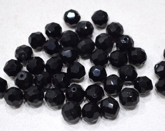 Beads Czech Jet Faceted Crystal 10mm