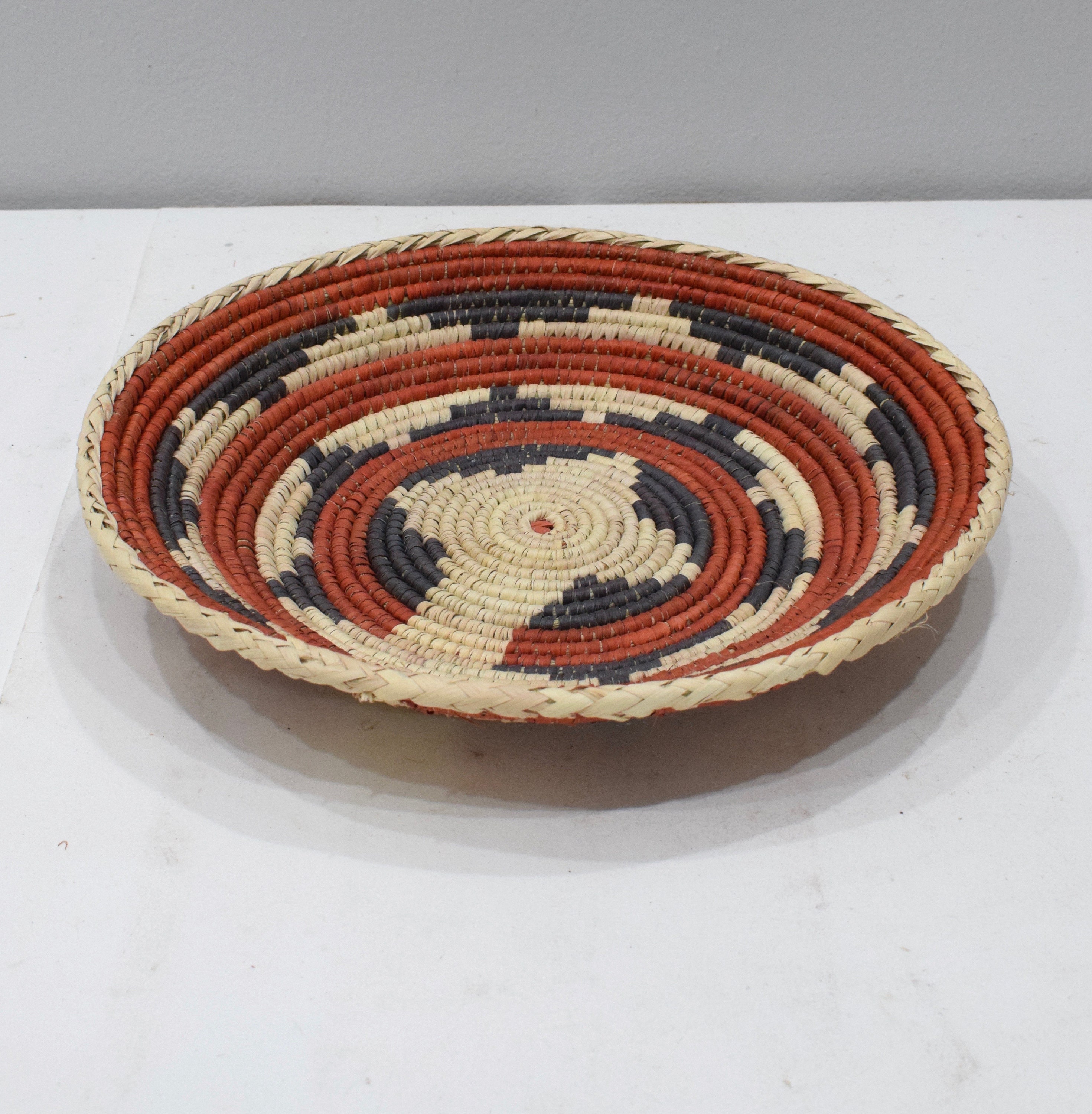 African Basket Botswana Natural Colors South Africa Woven Palm Food Basket